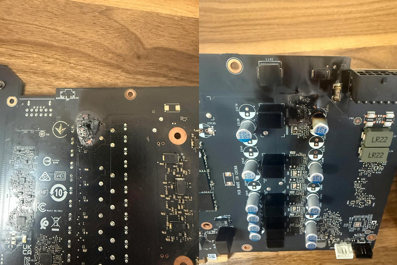 Проверка видеокарты GeForce RTX 4080 Super от MSI обернулась прожженной дырой в печатной плате